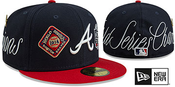 Braves 'HISTORIC CHAMPIONS' Navy-Red Fitted Hat by New Era