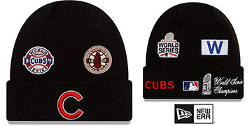 Cubs 'WORLD SERIES ELEMENTS' Black Knit Beanie Hat by New Era