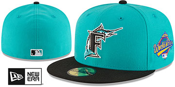 Marlins 'WORLD SERIES SIDE PATCH' Teal-Black Fitted Hat by New Era
