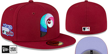Phillies 1980 WS 'POLAR LIGHTS' Burgundy-Lavender Fitted Hat by New Era