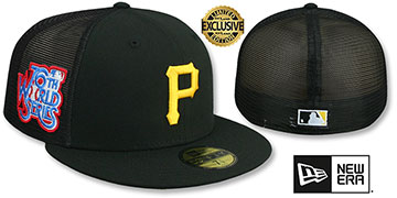 Pirates 76TH WS 'MESH-BACK SIDE-PATCH' Black-Black Fitted Hat by New Era
