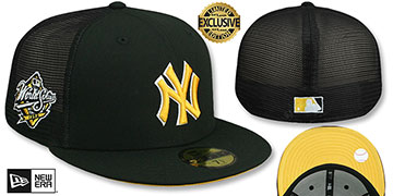 Yankees 1998 WS 'MESH-BACK SIDE-PATCH' Black-Gold Fitted Hat by New Era