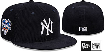 Yankees 'OLD SCHOOL CORDUROY SIDE-PATCH' Navy Fitted Hat by New Era