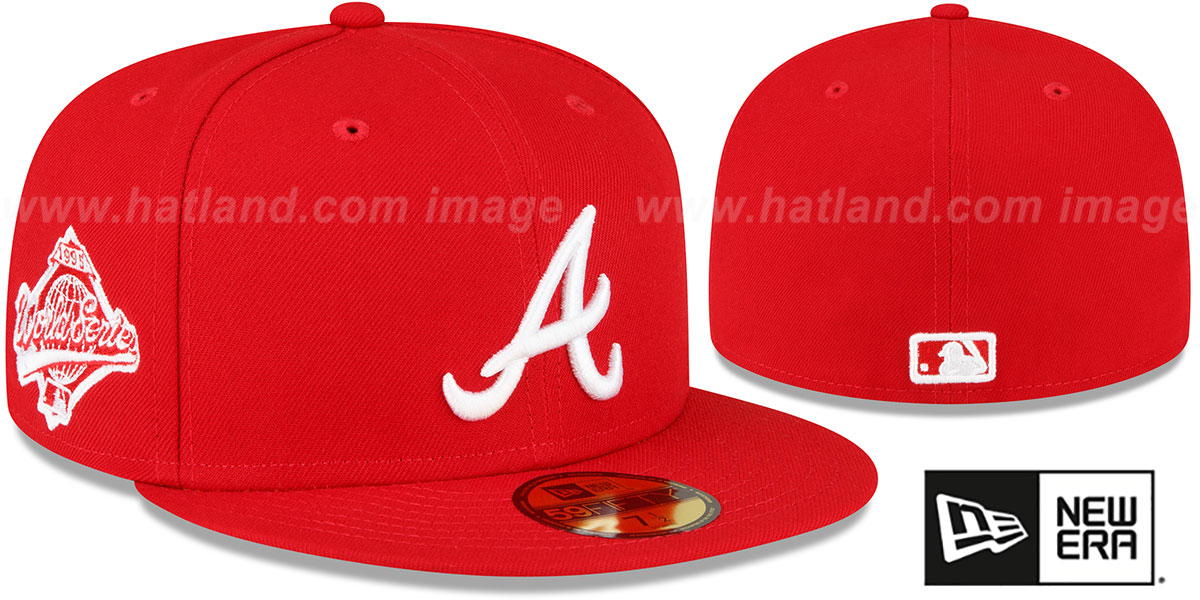 Braves 1995 'WS SIDE-PATCH UP' Red-White Fitted Hat by New Era
