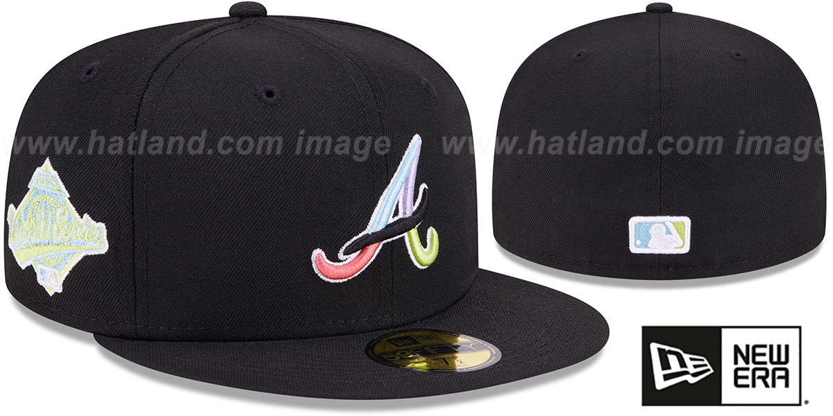 Braves 'COLOR PACK SIDE-PATCH' Black Fitted Hat by New Era