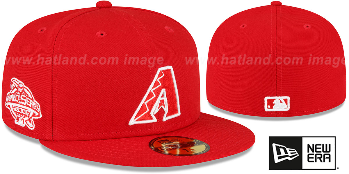 Diamondbacks 2001 'WS SIDE-PATCH UP' Red-White Fitted Hat by New Era