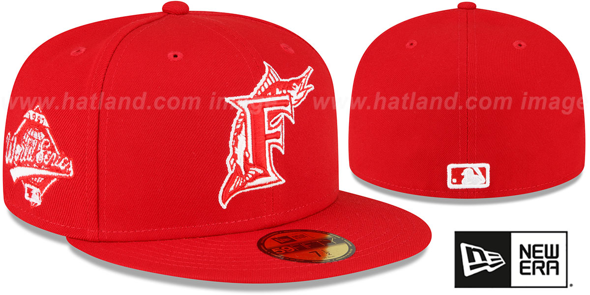 Marlins 1997 'WS SIDE-PATCH UP' Red-White Fitted Hat by New Era