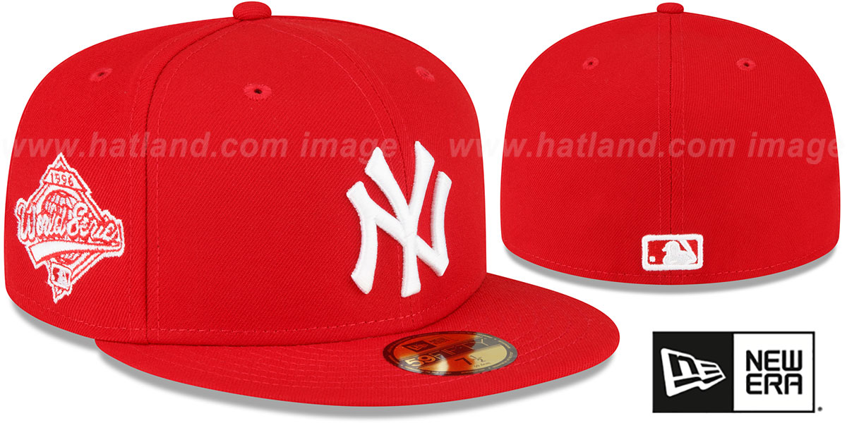 Yankees 1996 'WS SIDE-PATCH UP' Red-White Fitted Hat by New Era