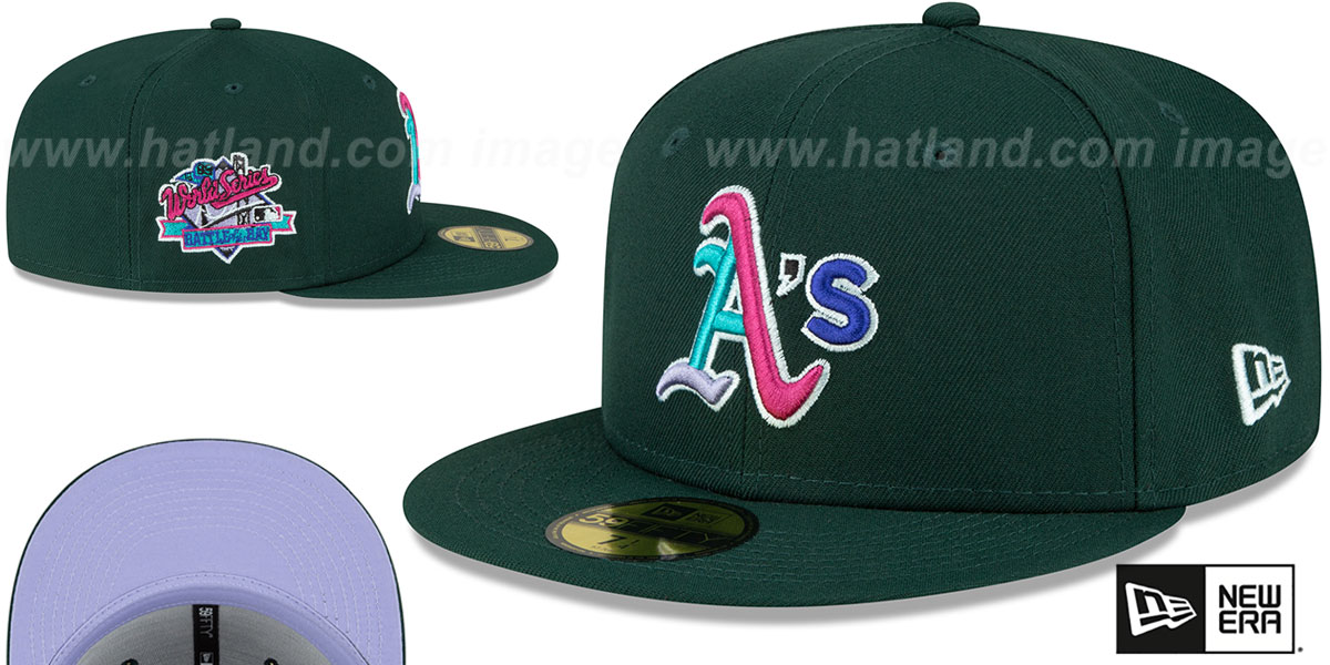 Athletics 1989 WS 'POLAR LIGHTS' Green-Lavender Fitted Hat by New Era
