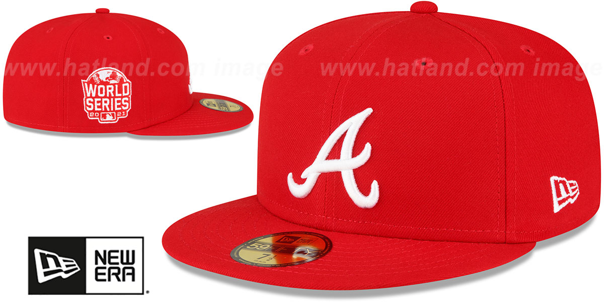 Braves 2021 'WS SIDE-PATCH UP' Red-White Fitted Hat by New Era