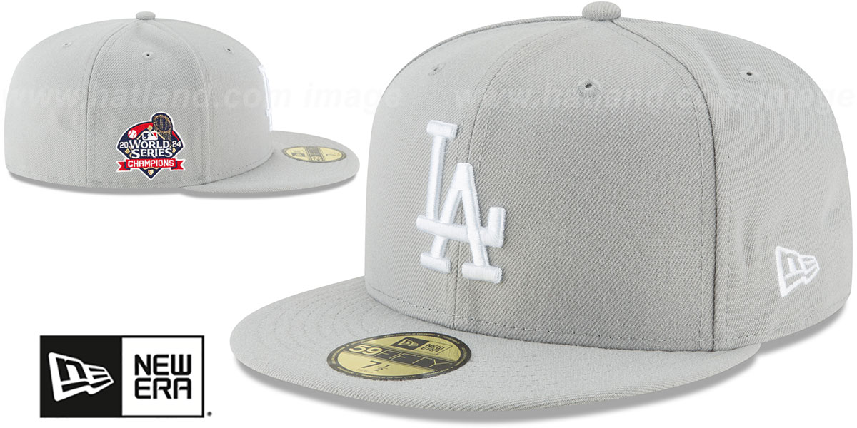 Dodgers '2024 WORLD SERIES' CHAMPIONS Grey-White Fitted Hat by New Era