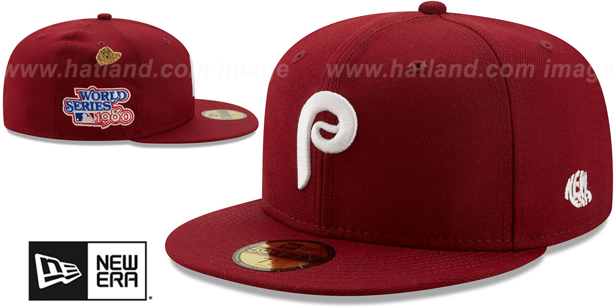 Phillies 1980 'LOGO-HISTORY' Burgundy Fitted Hat by New Era