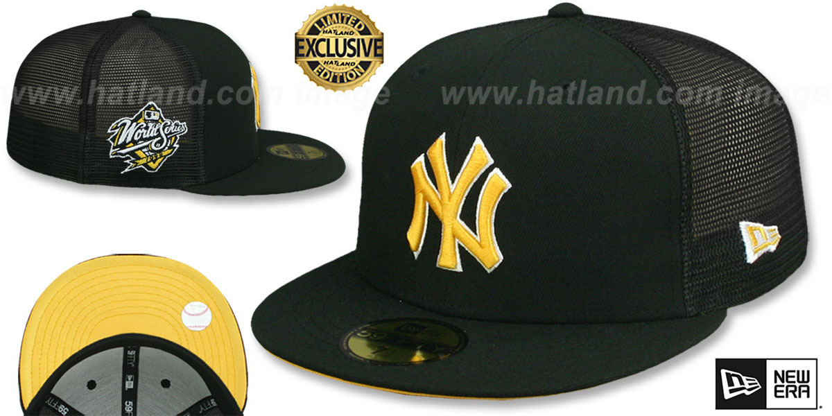 Yankees 1998 WS 'MESH-BACK SIDE-PATCH' Black-Gold Fitted Hat by New Era