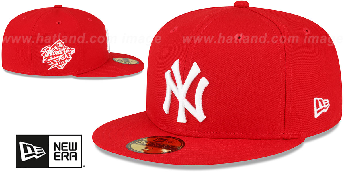 Yankees 1999 'WS SIDE-PATCH UP' Red-White Fitted Hat by New Era