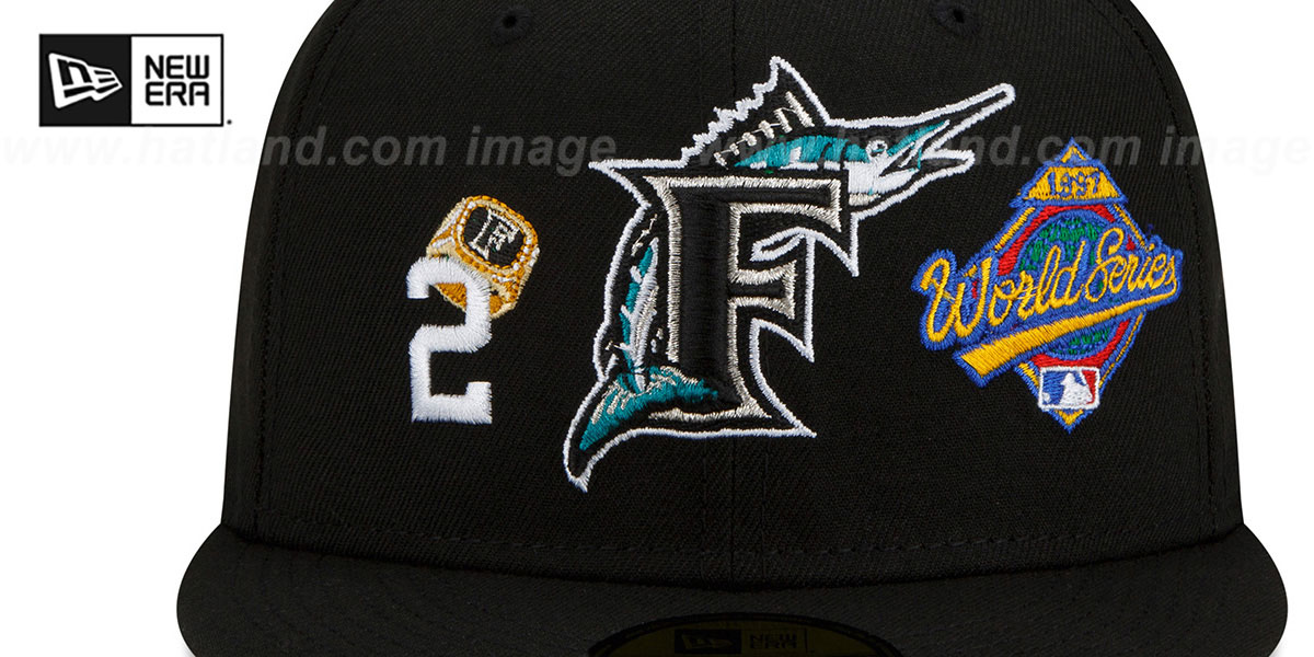 Marlins COOP 'RINGS-N-CHAMPIONS' Black Fitted Hat by New Era