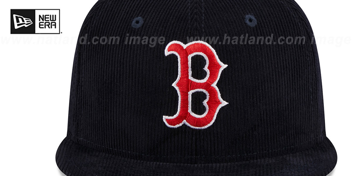 Red Sox 'OLD SCHOOL CORDUROY SIDE-PATCH' Navy Fitted Hat by New Era
