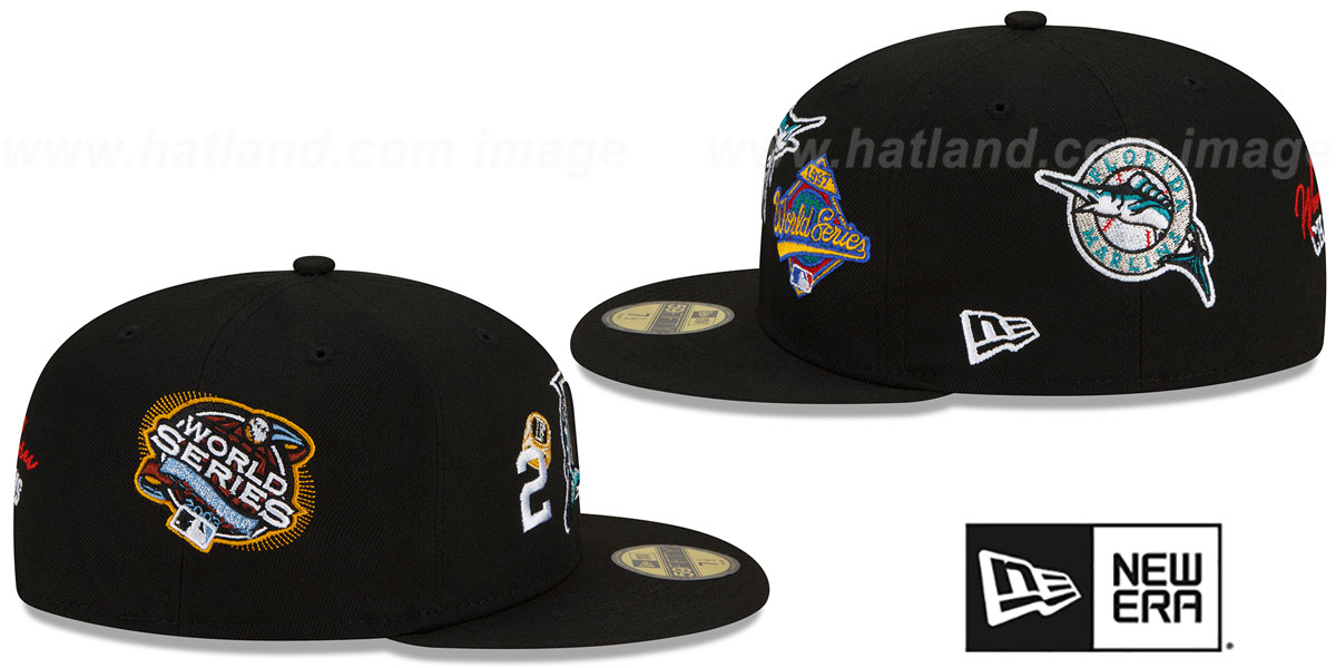 Marlins COOP 'RINGS-N-CHAMPIONS' Black Fitted Hat by New Era