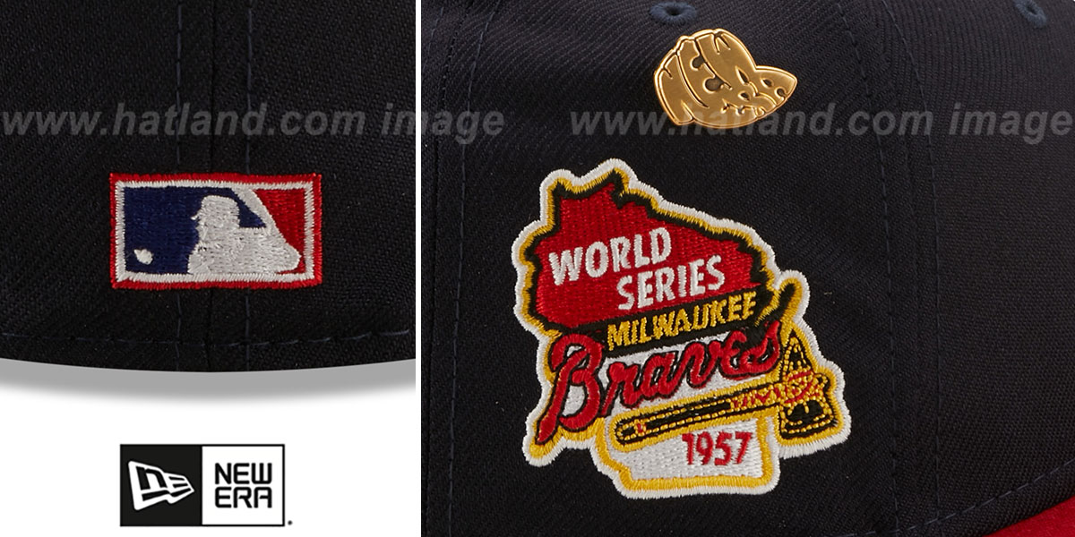 Milwaukee Braves 1957 'LOGO-HISTORY' Navy-Red Fitted Hat by New Era