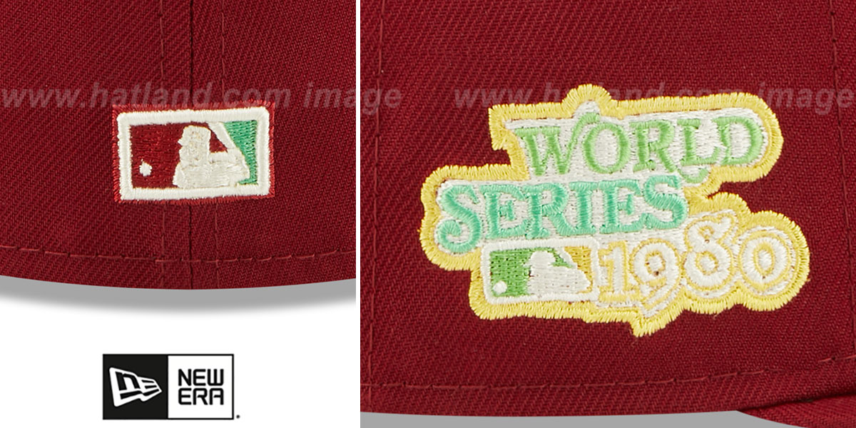 Phillies 1980 WS 'CITRUS POP' Burgundy-Green Fitted Hat by New Era